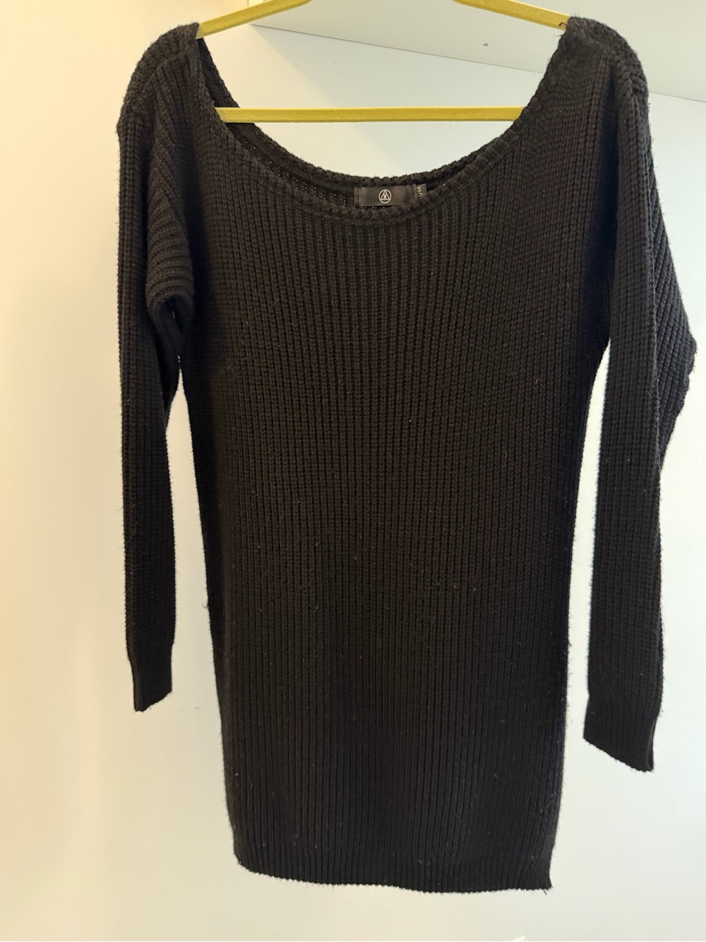 Black Knit Off the Shoulder Long Sleeve Women's Sweater Dress